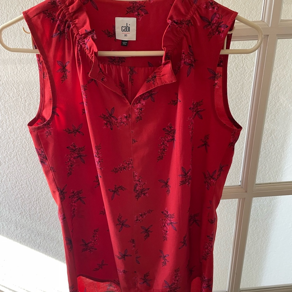 Beautiful! CAbi Red Sketchbook Sleeveless Blouse